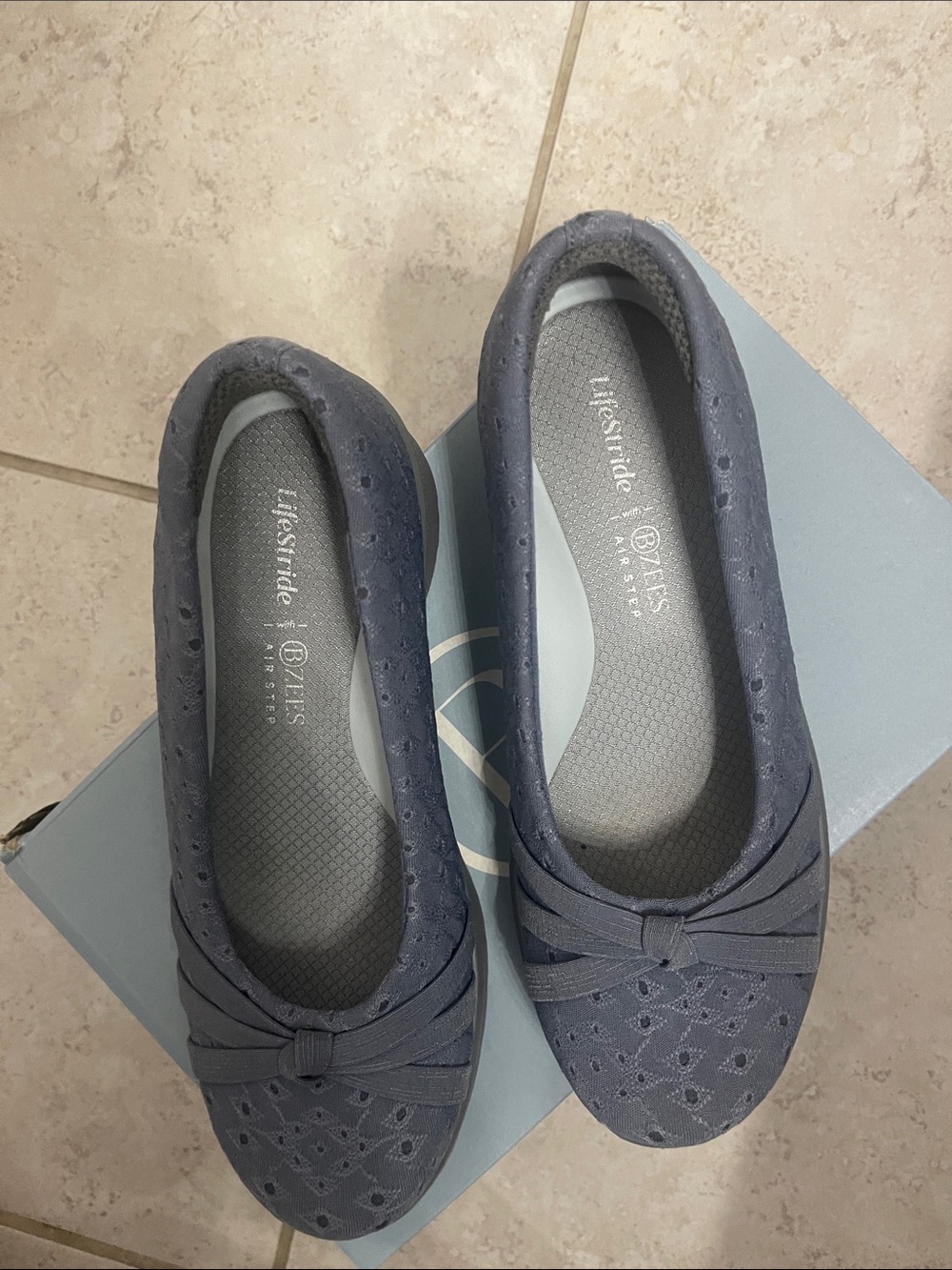 Life Stride Navy Blue Women's Slip-On Perforated Ballet Flats